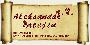 Aleksandar Matejin vizit kartica